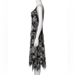 CARMEN MARC VALVO Silk Midi Length Dress‎ Size 8 Black Grunge Ethereal Party
